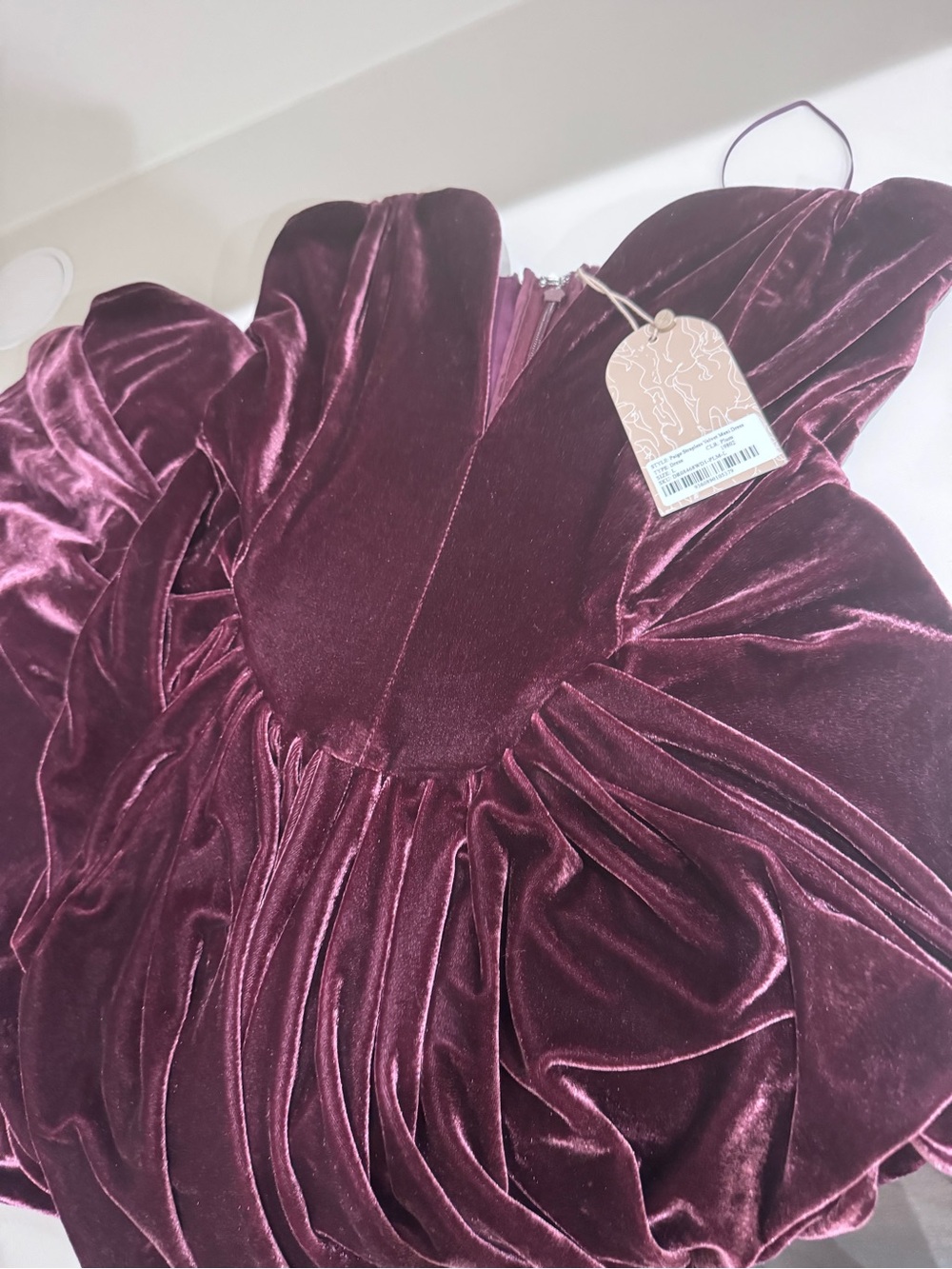 Meshki  Paige
Strapless Velvet Maxi Dress - Plum NWT SIZE LARGE